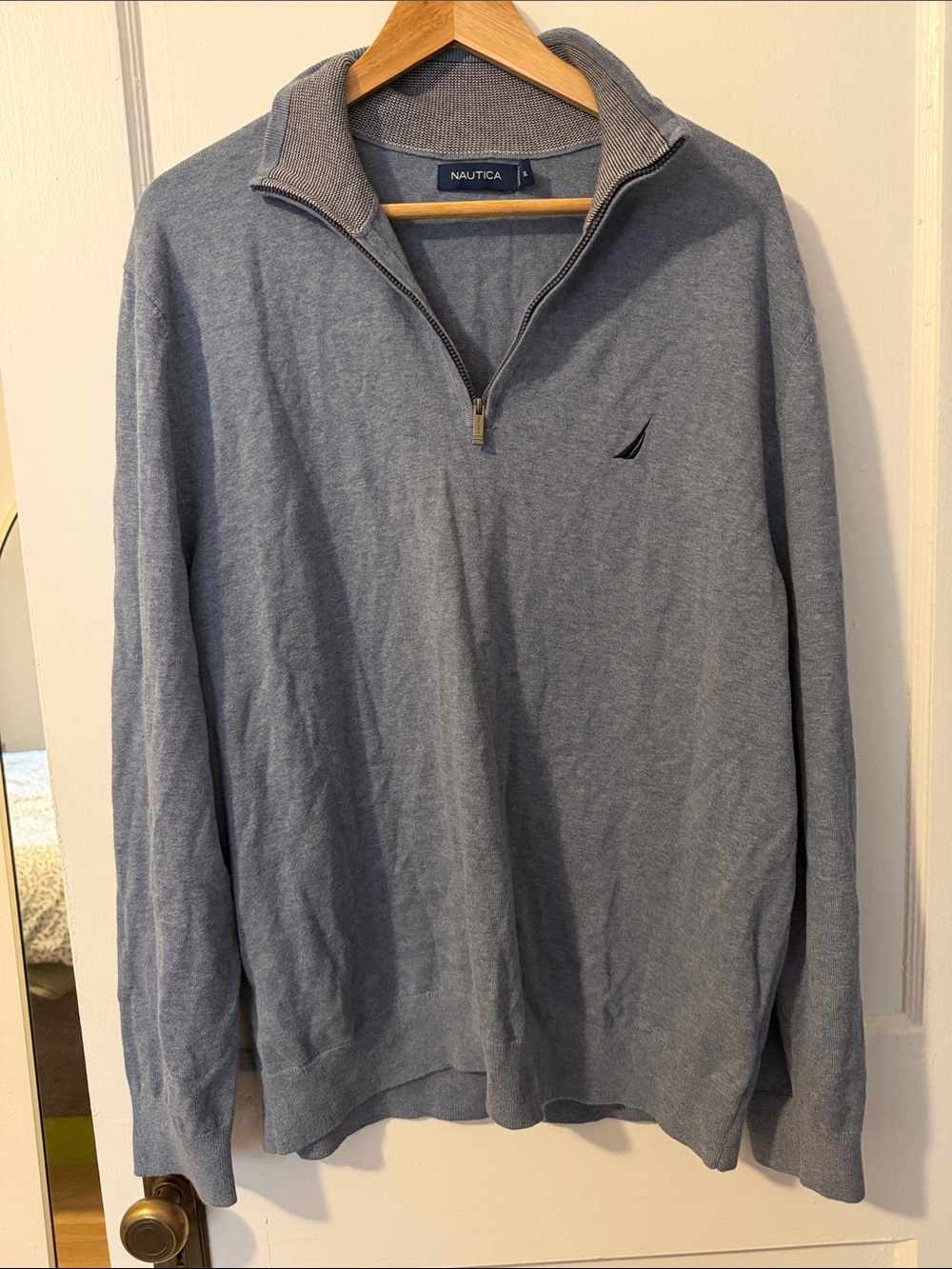 Nautica Men's Heather Sky Blue Quarter-Zip Pullover